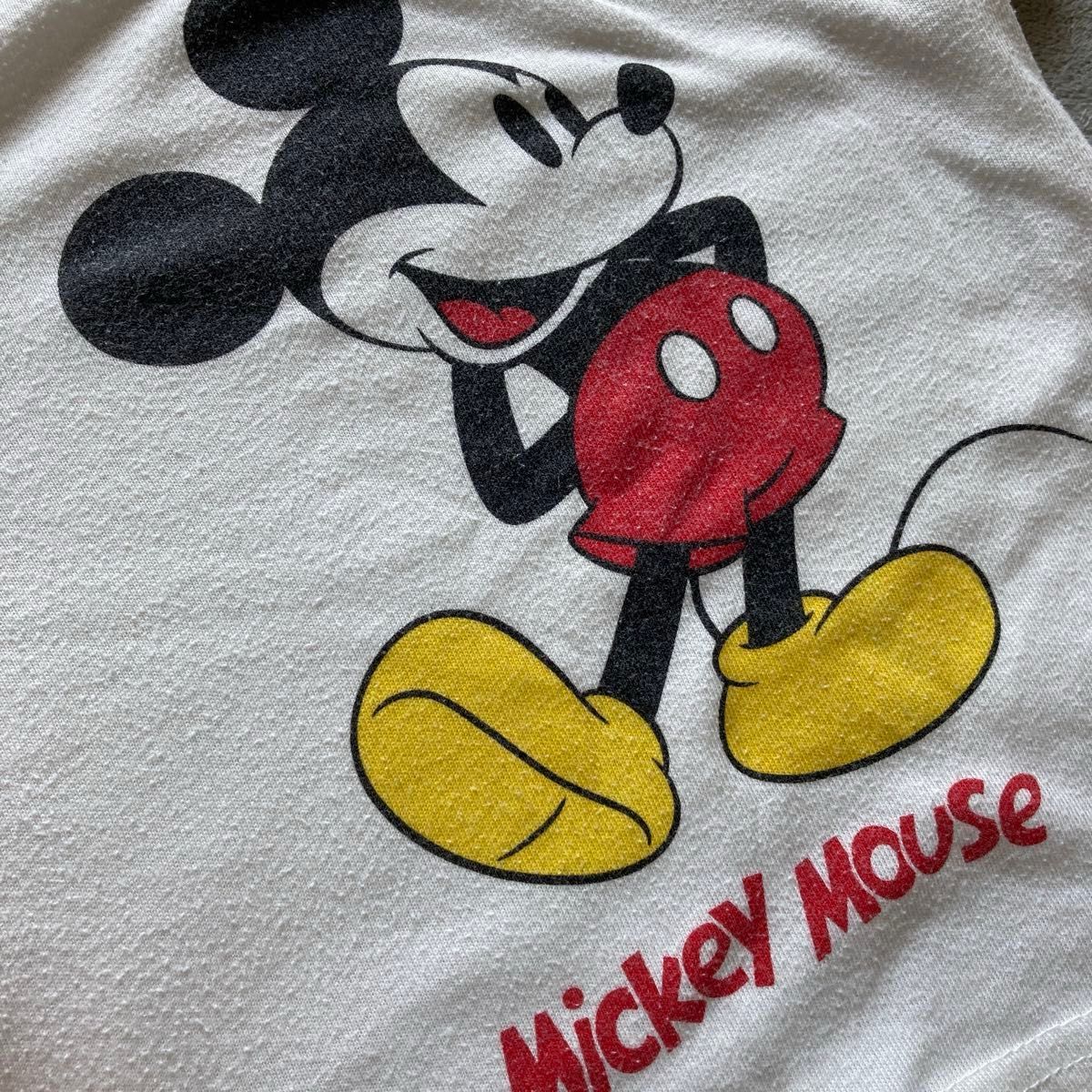 ベビー 半袖Tシャツ カットソーディズニーミッキー マウスプリントホワイト80サイズ