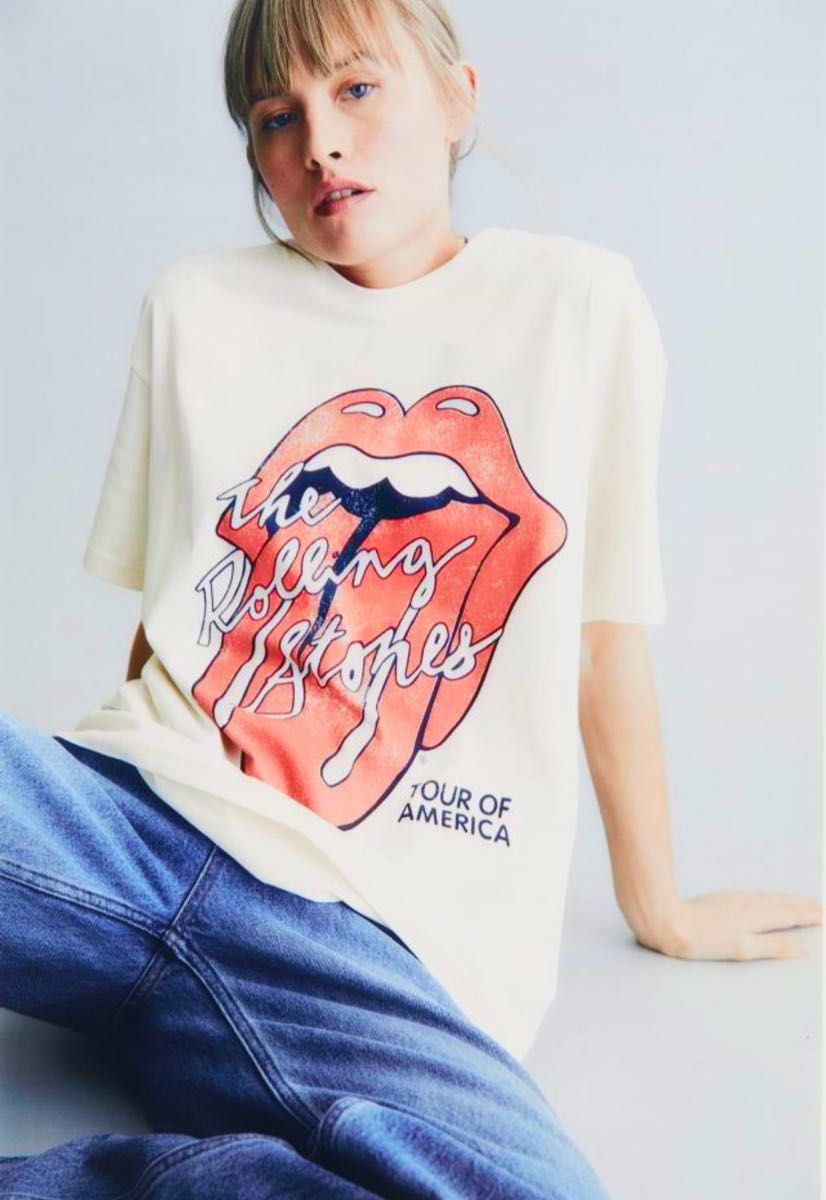 新品 H&M × ローリングストーンズ Lips ロゴ Tシャツ M