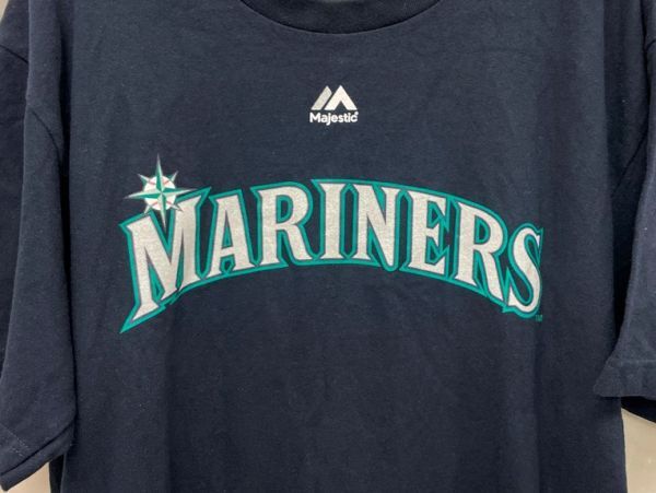 r1_7051ｗ ★定形外 配送★ MLB Mariners マリナーズ ICHIRO Tシャツ ＃51 Majestic製 Lサイズの画像3