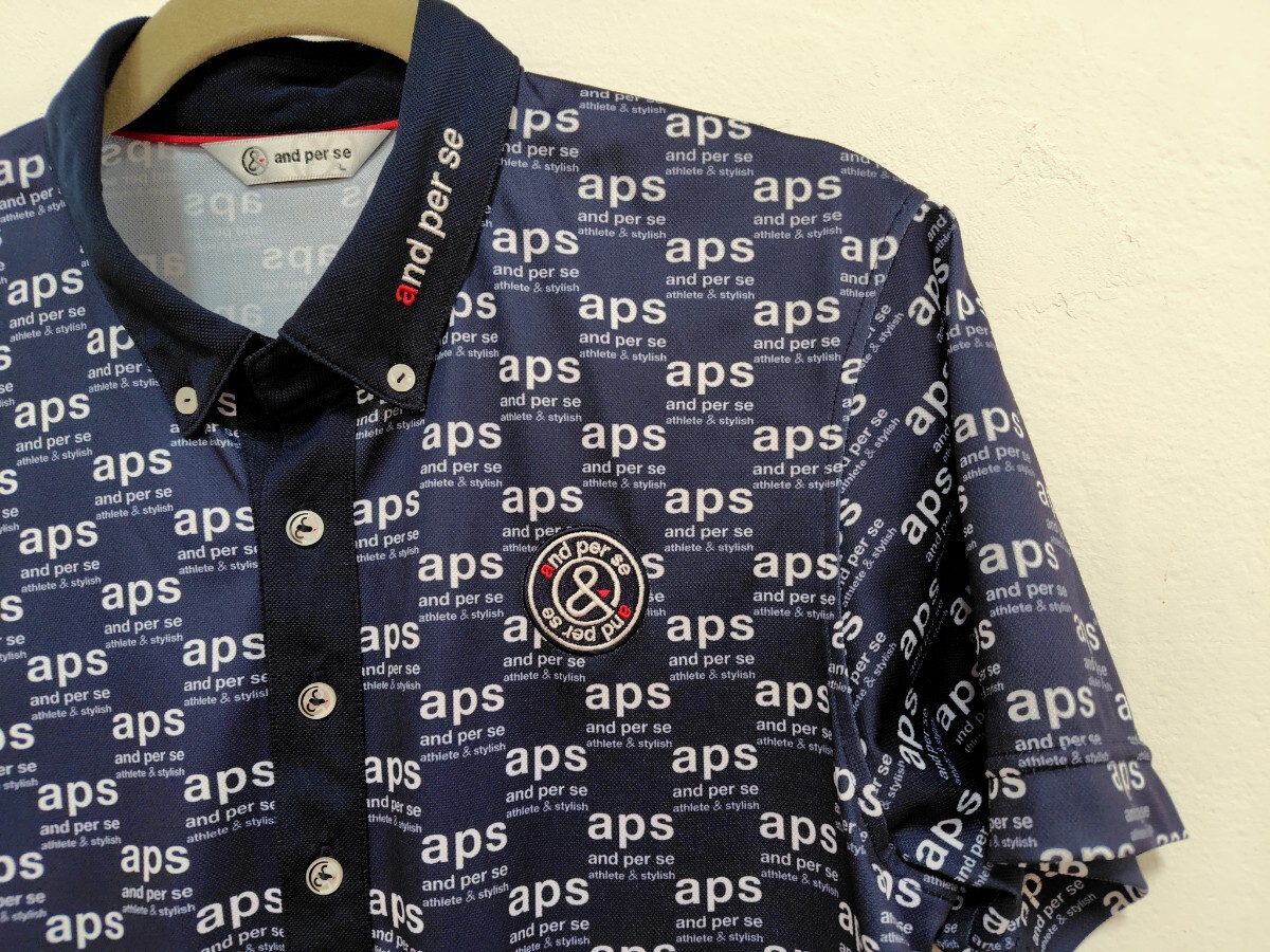 アンパスィ メンズ ポロシャツ 新品同様 超美品 ゴルフ 半袖 シャツ ネイビーの画像2