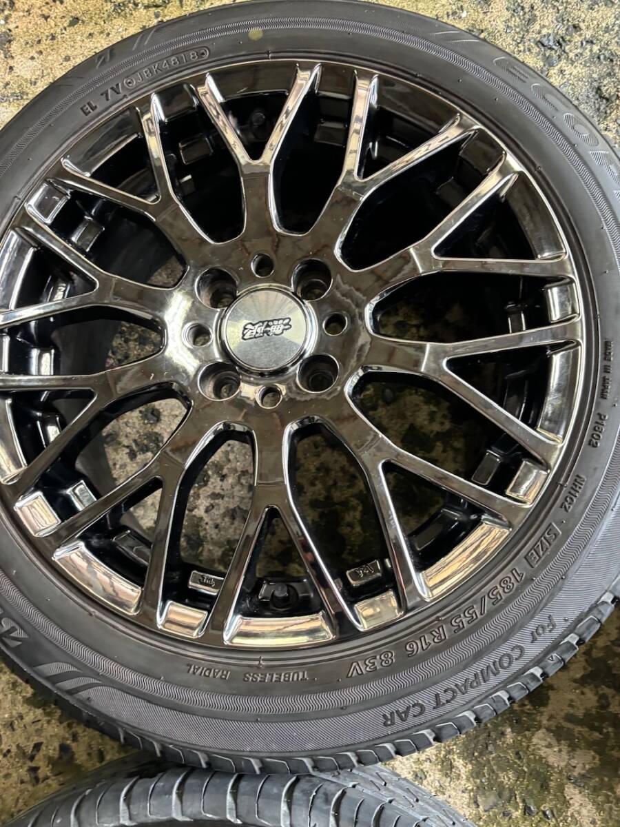 HONDA　ホンダ MUGEN XJ 無限 ホイール 16X6.1/2J PDC100 +55 メッキ　美品　BSタイヤ4本セット_画像5