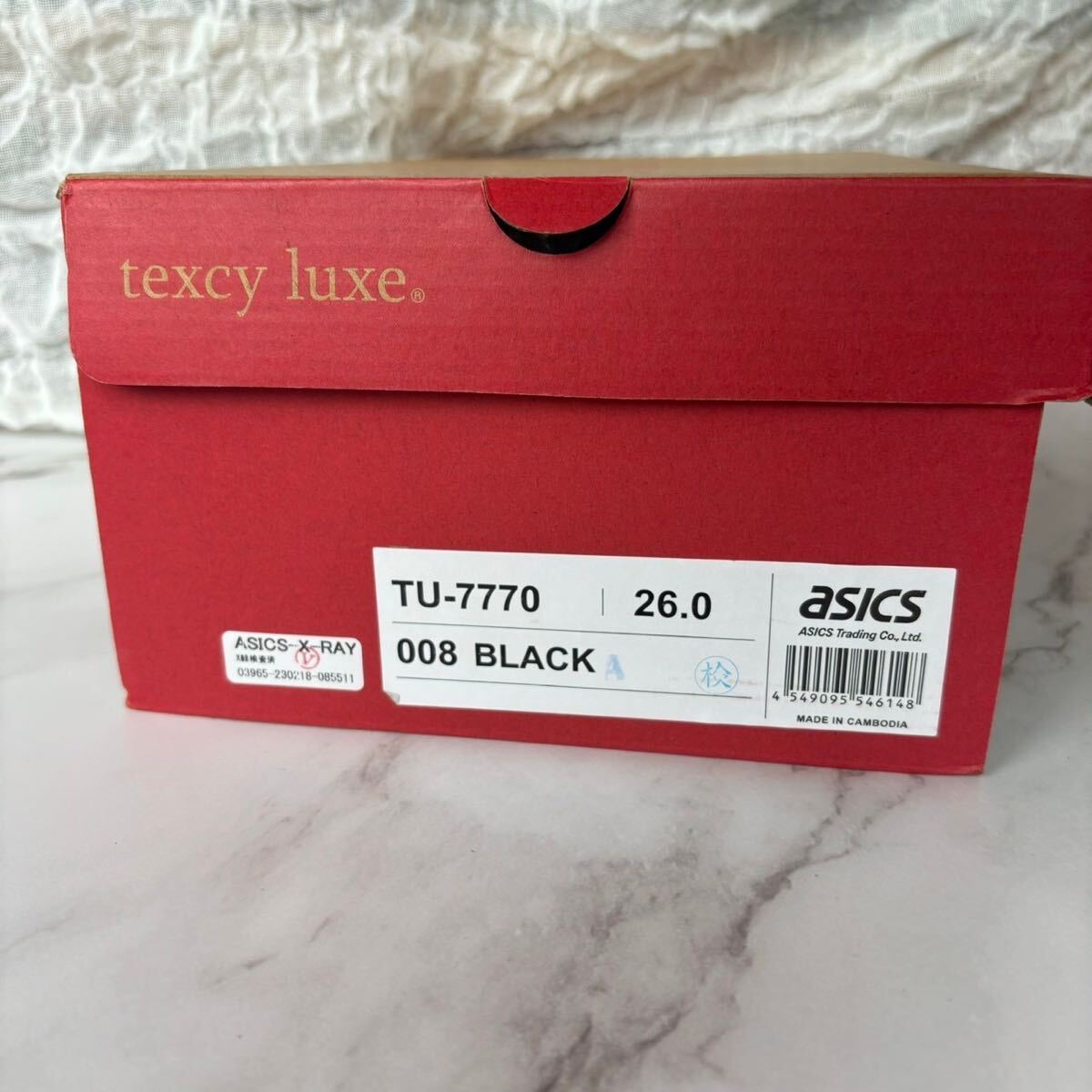 アシックス asics texcy luxe タグ付き メンズ ビジネスシューズ スニーカービズ TU-7770 革靴 軽量 動きやすい 黒 ブラック 26cmの画像10