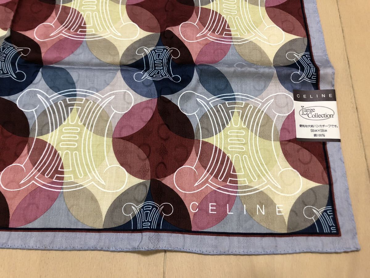 ★CELINE セリーヌ 大判ハンカチ マカダム コットン　ラージコレクション　未使用★_画像2