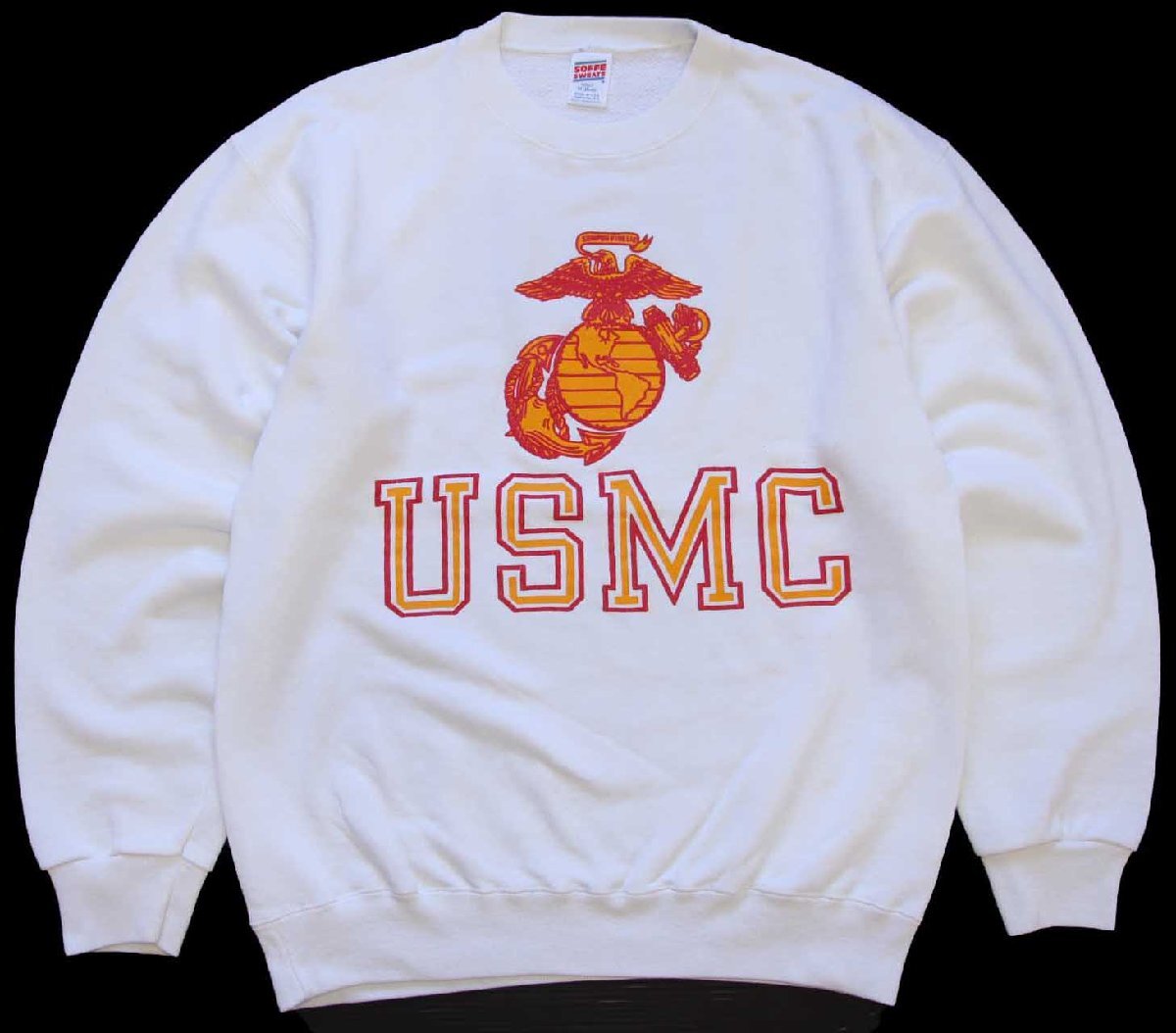 ★80s USA製 米軍 USMC ビッグロゴ スウェット 白 M★オールド ビンテージ ミリタリー トレーニング フィジカル ホワイト MARINE CORPS_画像1