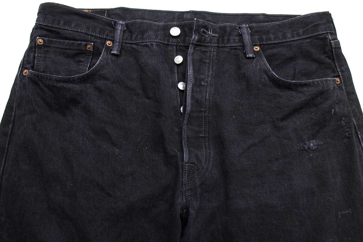 ★Levi'sリーバイス 501 ダメージ ブラック デニムパンツ w38 L32★SDP2612 ジーンズ ストレート オーバーサイズ ビッグサイズ_画像4