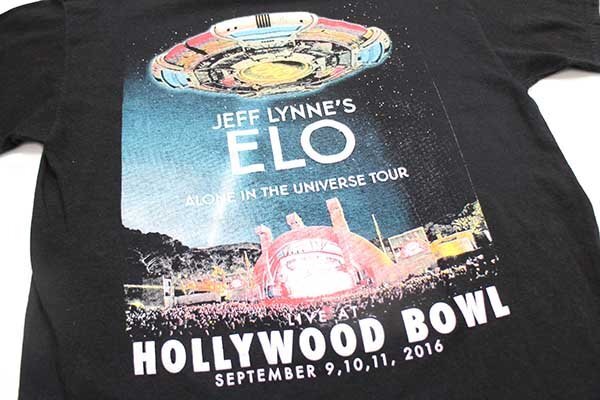 ★JEFF LYNNE'S ELO ALONE IN THE UNIVERSE TOUR HOLLYWOOD BOWL 2016 両面プリント コットン バンドTシャツ 黒 M★ツアー ロック_画像4