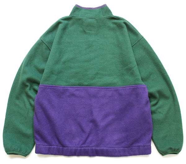 ★90s GAPギャップ ARCTIC LIGHT FLEECE バイカラー ハーフジップ プルオーバー フリース 緑×紫 L★スナップT オールド アウトドア_画像2