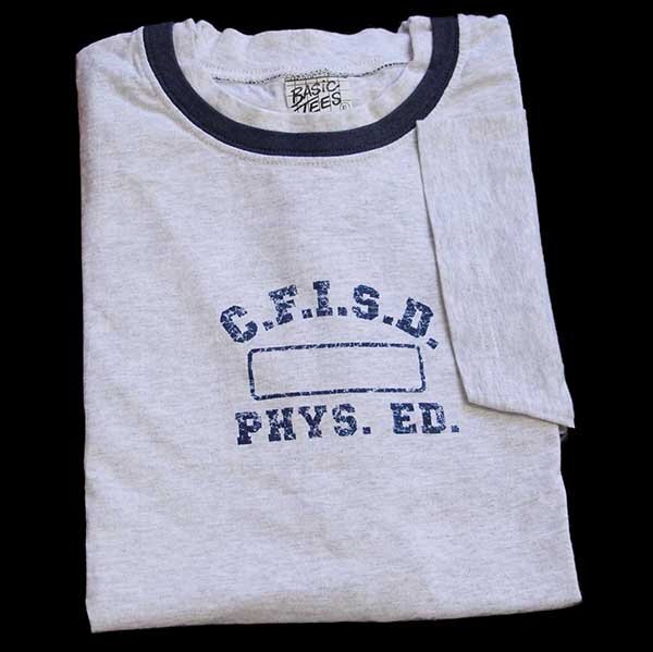 デッドストック★90s USA製 C.F.I.S.D. PHYS.ED. レイヤードネック コットンTシャツ 杢ライトグレー XL★A オールド オーバーサイズ_画像1