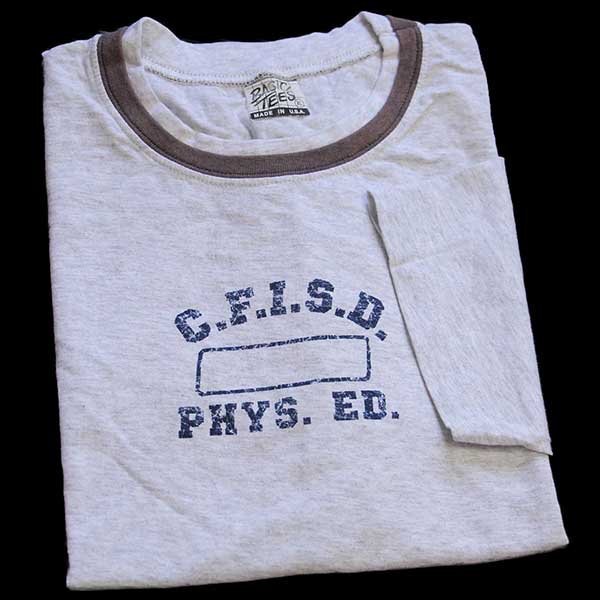 デッドストック★90s USA製 C.F.I.S.D. PHYS.ED. レイヤードネック コットンTシャツ 杢ライトグレー XL★B オールド オーバーサイズ_画像1