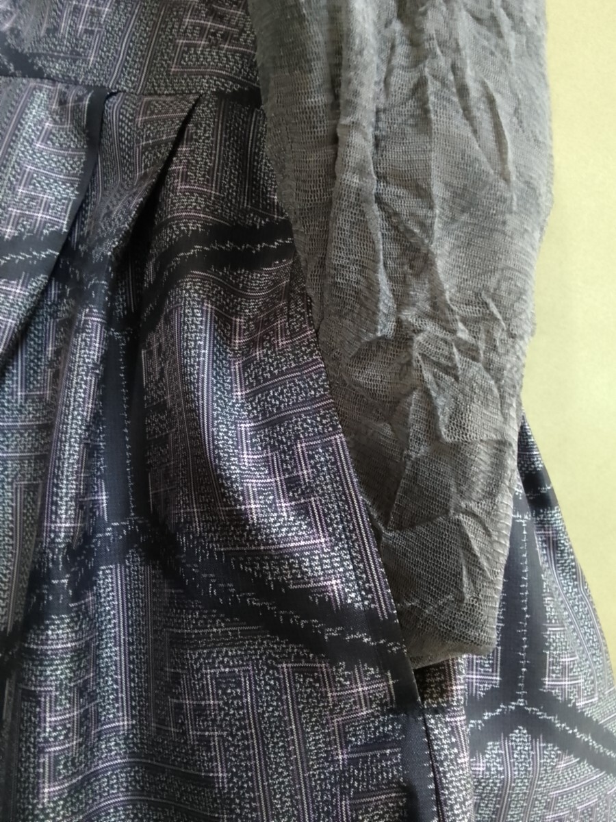 着物リメイク 村山大島紬 チュニック丈ジャンパースカート  / ゆったりめ重ね着個性的古布ハンドメイド一点物の画像4