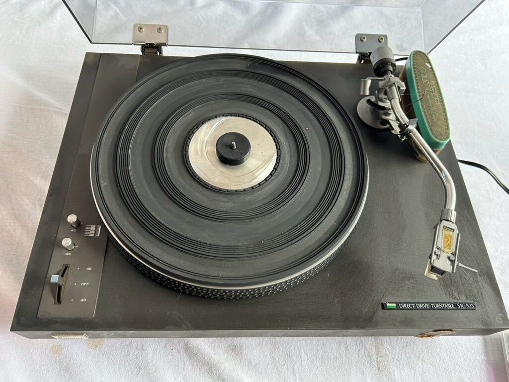 M-120 Sansui サンスイ レコードプレイヤー ダイレクトドライブターンテーブル SR-525 現状品 通電のみ確認済み 120サイズの画像3