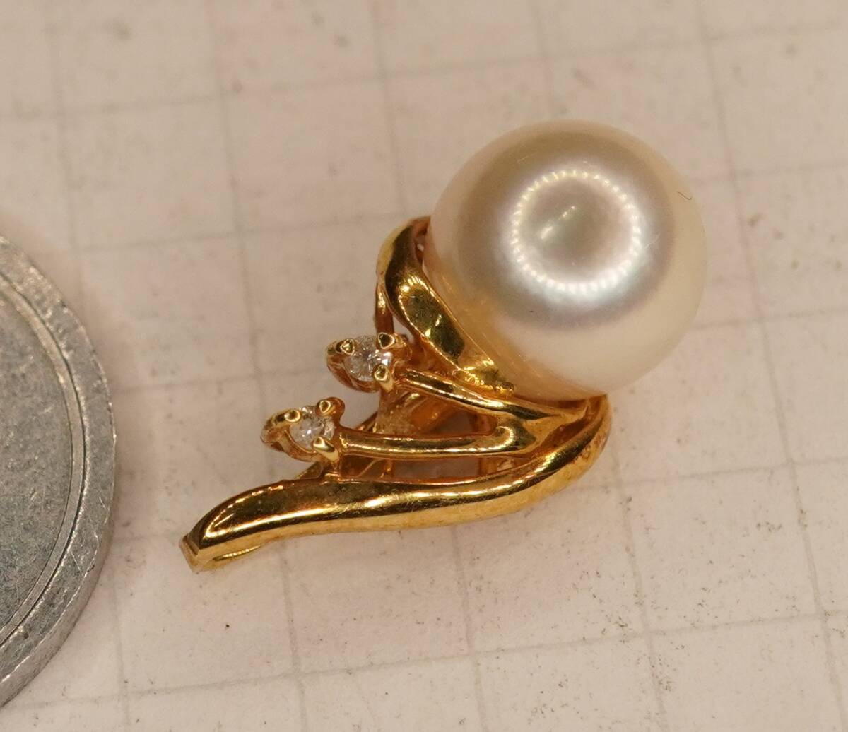  pearl diamond pendant top k18 large net ladybug L17-867-10