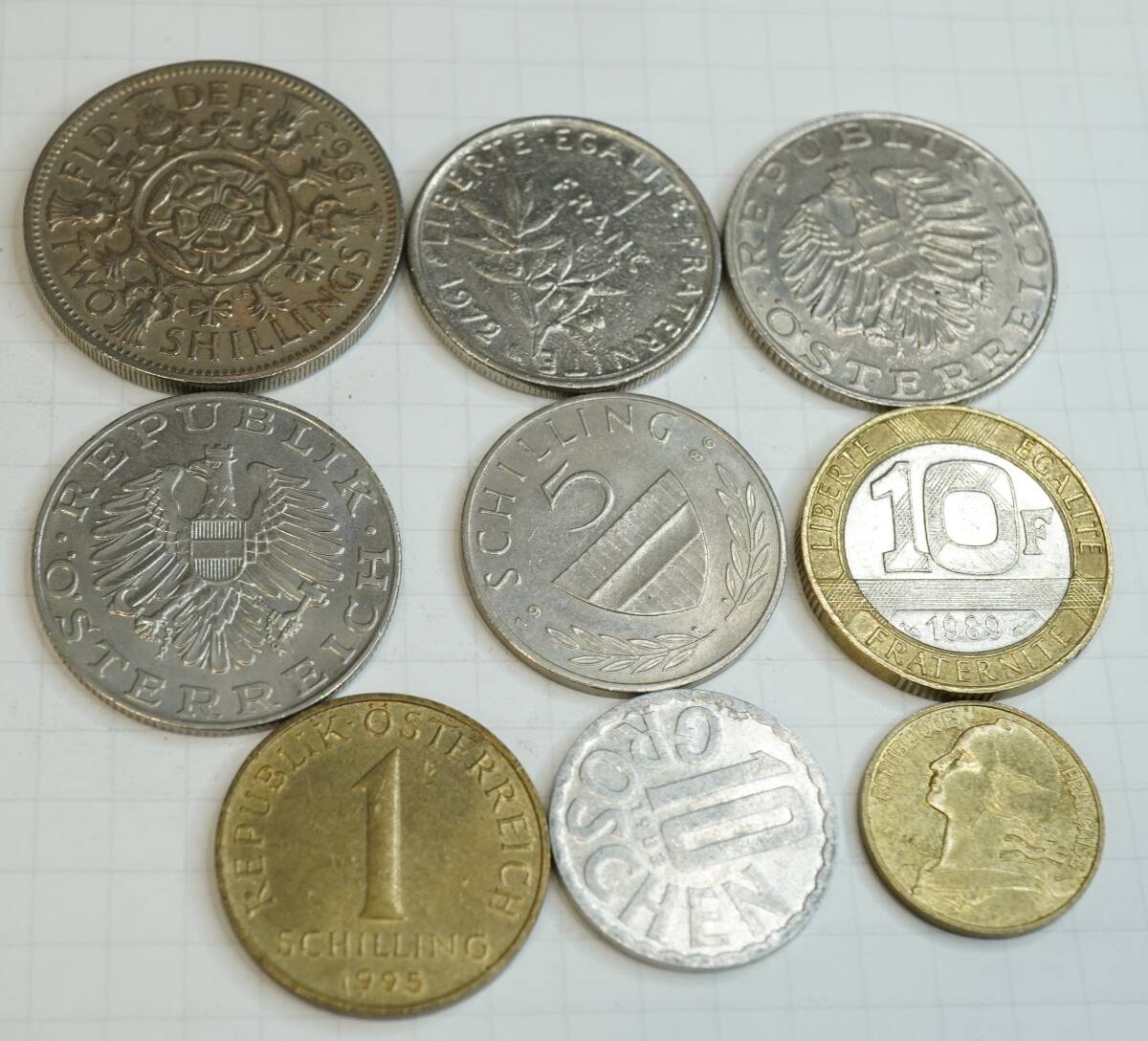 外国コイン　9枚　大網てんとう虫　F17-653-16_画像2