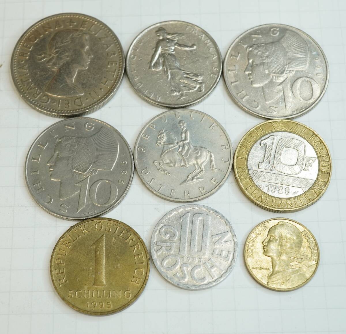 外国コイン　9枚　大網てんとう虫　F17-653-16_画像1