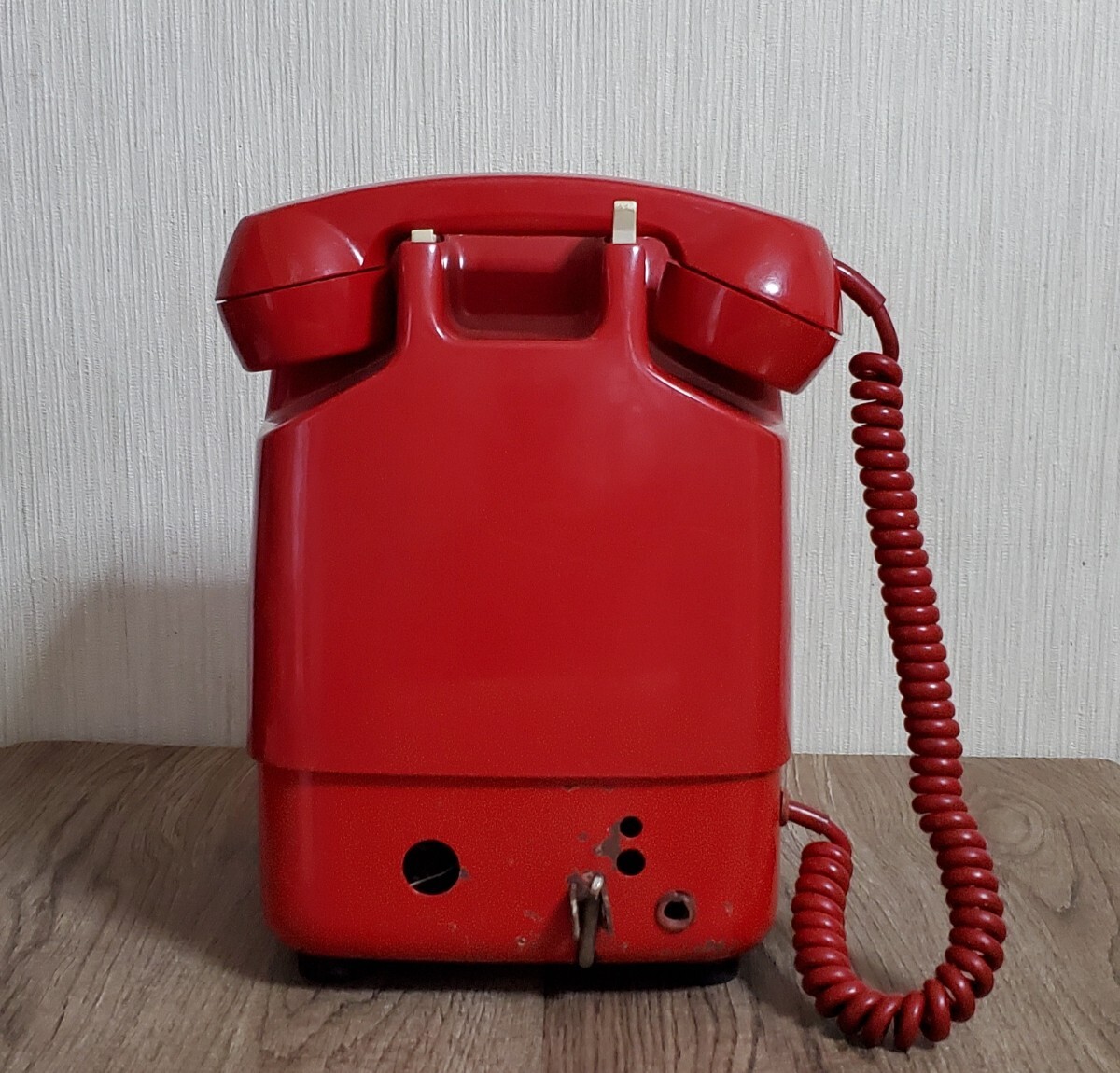 赤電話 田村電機製作所 公衆電話 電話機 レトロ 当時物 昭和 ダイヤル式 アンティーク 貯金箱 ジャンク品 赤電話機 だるま の画像2