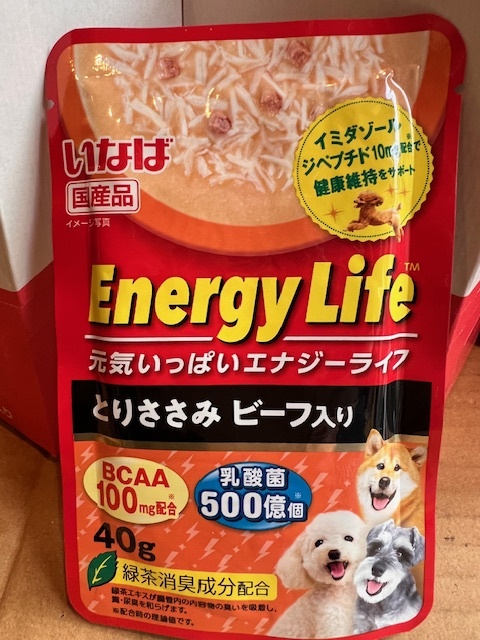 ●40g×48個セット♪ 国産 いなば エナジーライフ パウチ とりささみ ビーフ_画像2