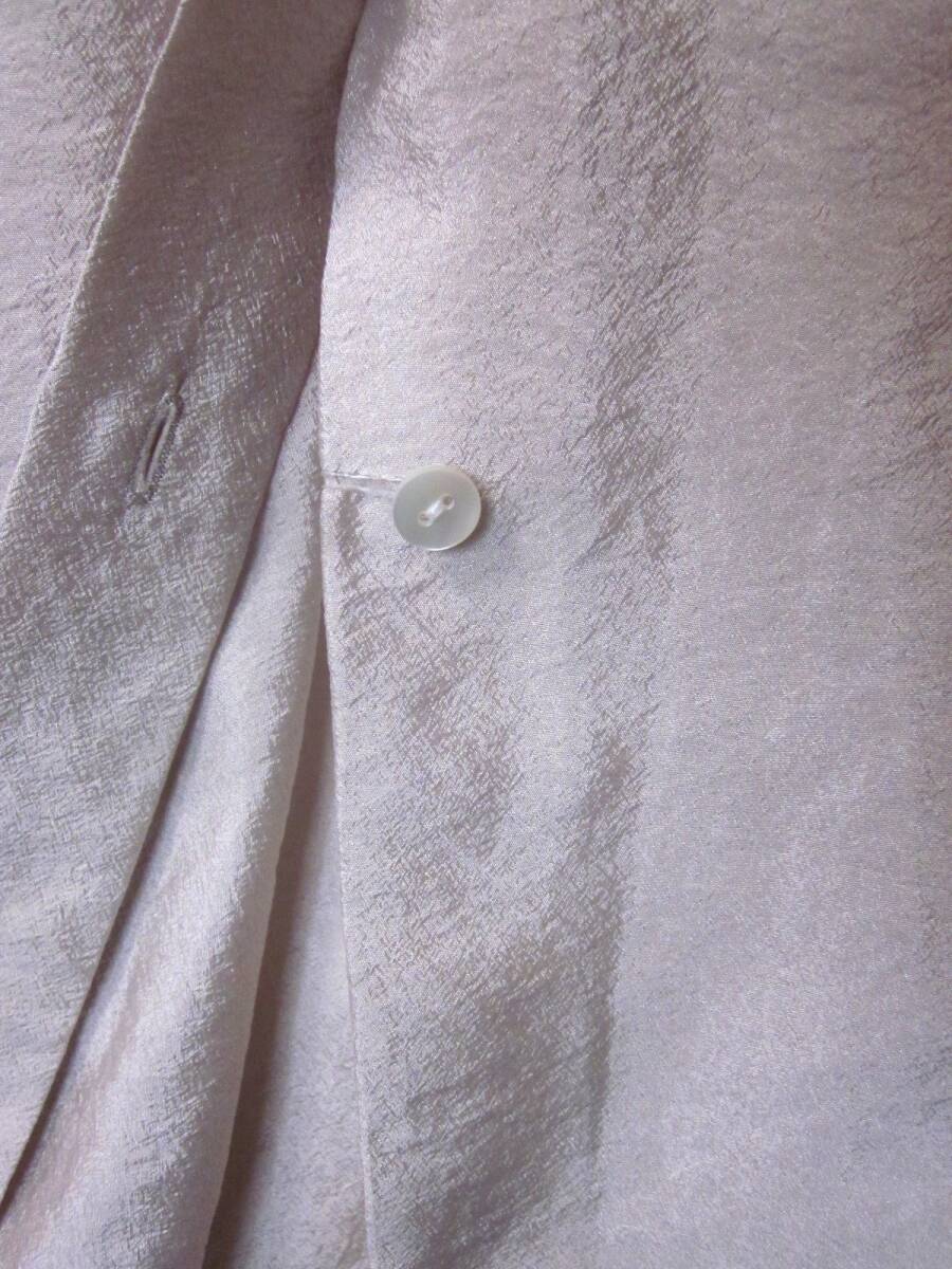 Demi-Luxete milk s Beams is light silk. like lustre feeling long sleeve shirt blouse Boyle auger nji- shirt lady's free size 6681