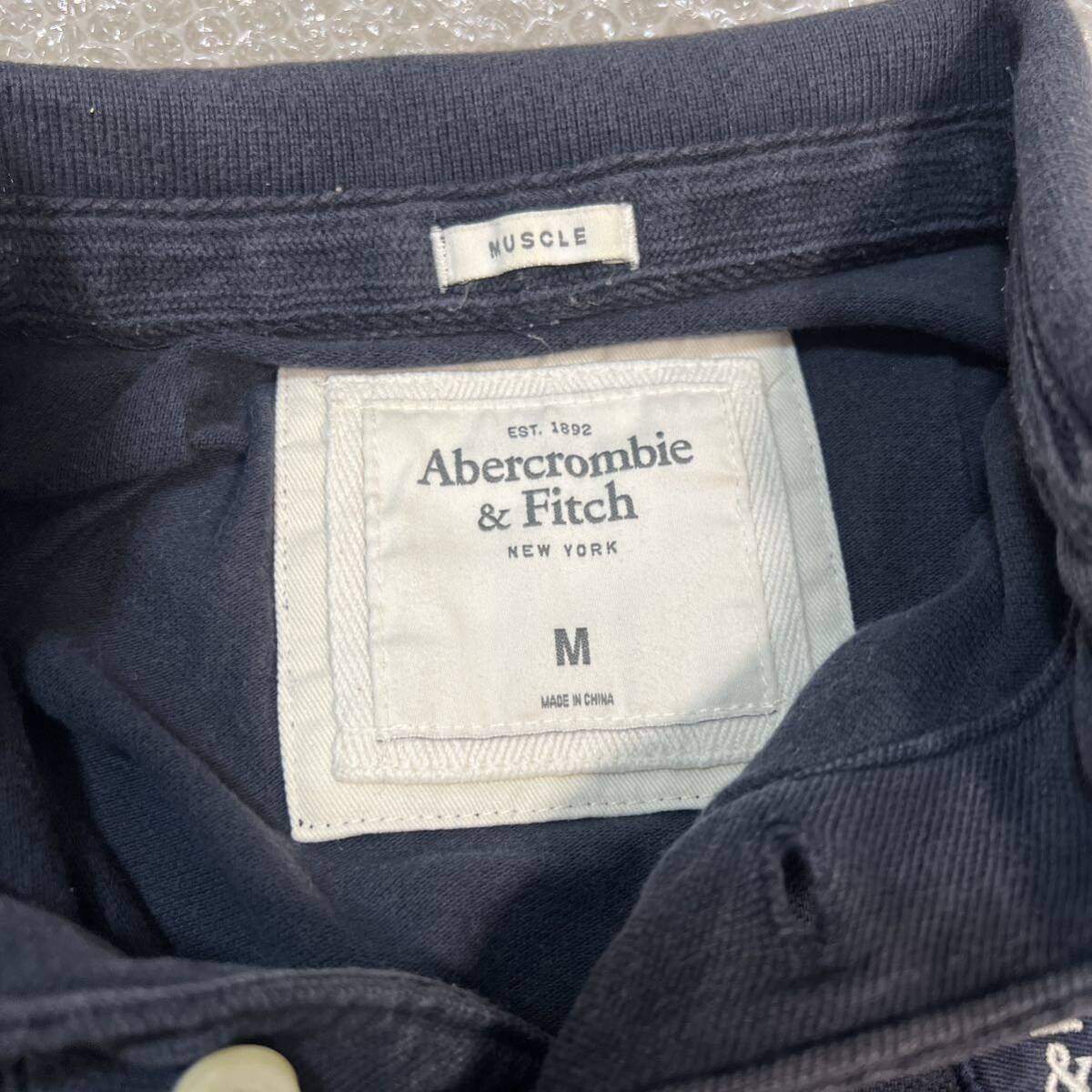 アバクロンビー＆フィッチ 半袖 ポロシャツ Mサイズ MUSCLE 紺色 ネイビー Abercrombie＆Fitch 中古品 使用感あり_画像5