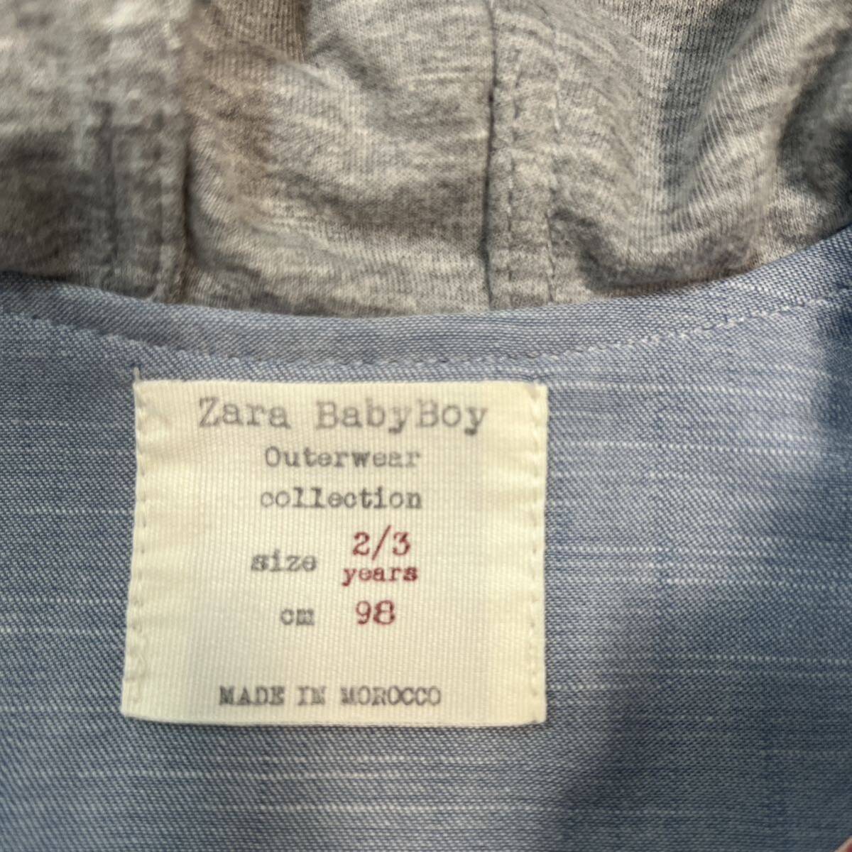 【未使用】 Zara Baby Boy ザラ アウター 98㎝ 2歳から3歳 未着 パーカ ブルゾン ジャケット Gジャン風 デニム風 男の子 女の子 兼用 新品_画像3