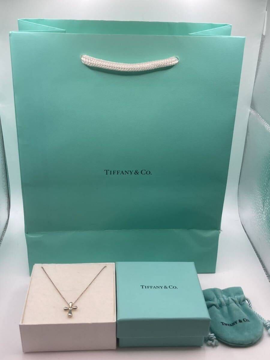 新品 未使用 正規品 ティファニー tiffany&co. ネックレス クロス　十字架 シルバー ケース 巾着 紙袋 リボン 箱付き プレゼント ギフト