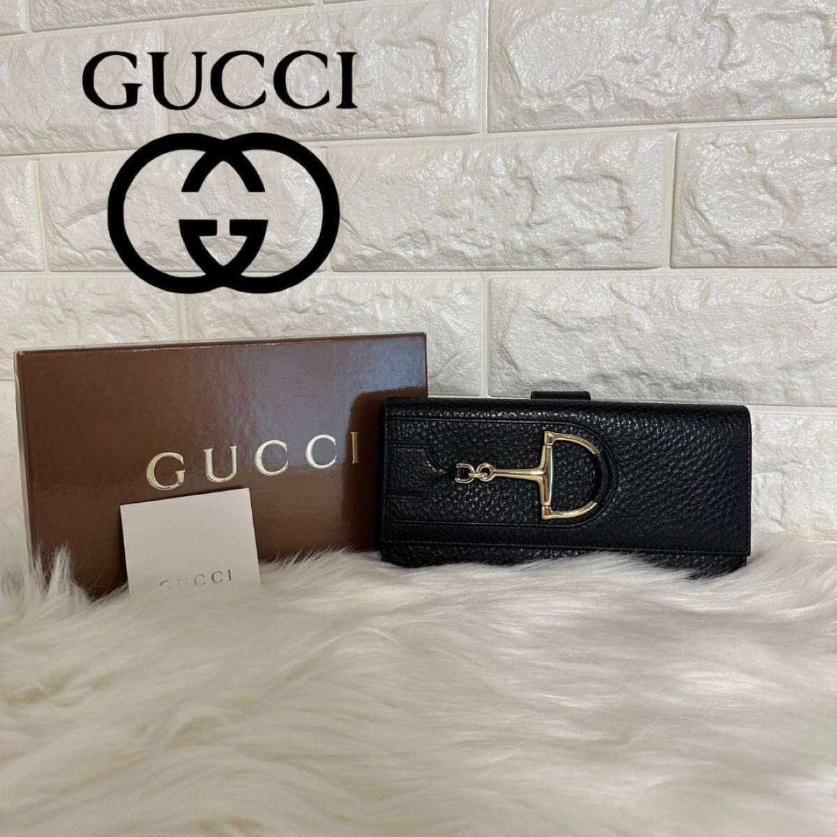 GUCCI グッチ Wホック 長財布 ホースビット ブラック