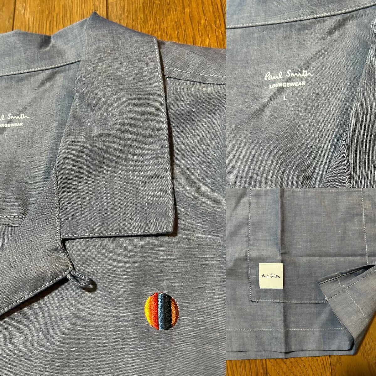 猛暑にサラッと！Lサイズ！ポールスミス Paul Smith 古着ラウンジウェア セットアップ 半袖シャツ&ショートパンツ キュプラ40% _画像4