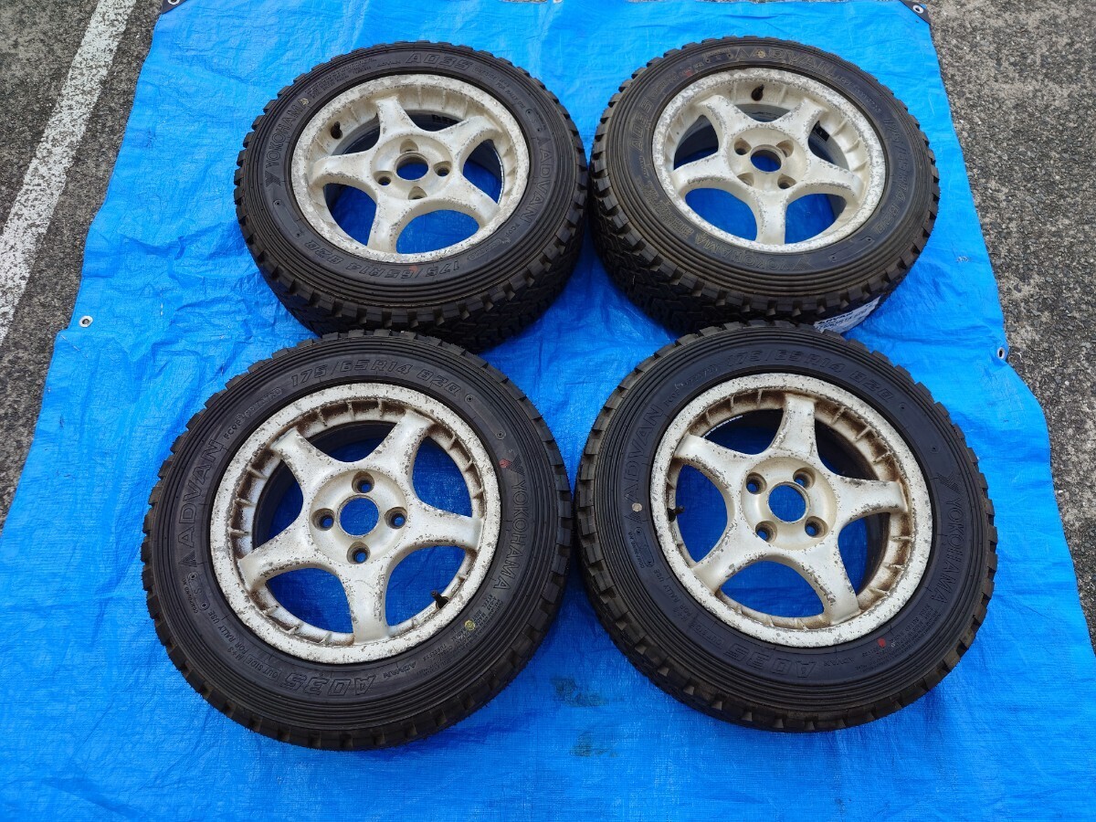 ★タイヤ新品！ アドバン ラリー A035 175/65R14 14インチ 6J 38 Sコンパウンド 4本セット ラリー ダートラ ミラ アルト ストーリア ADVAN_画像1