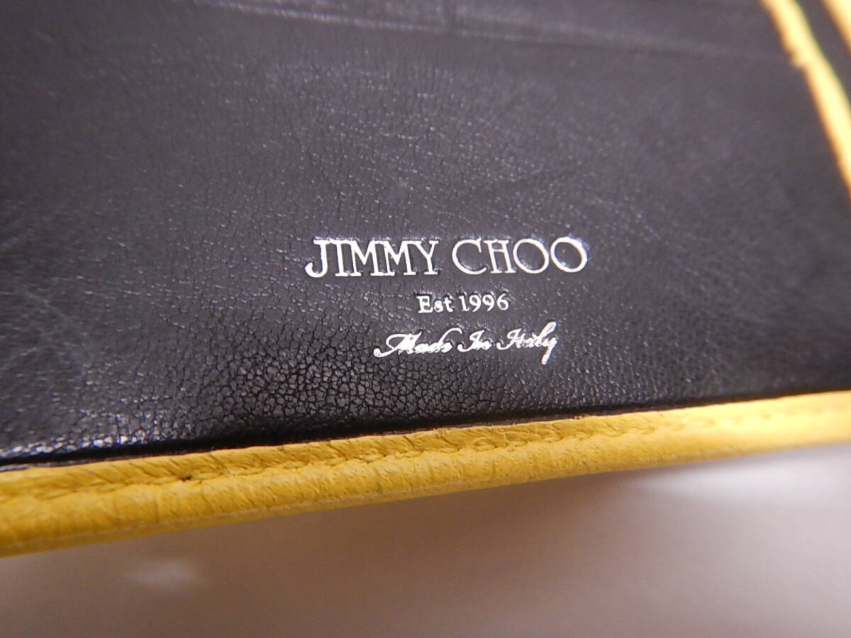 美品■JIMMY CHOO ジミーチュウ スタースタッズ 2つ折り財布 レザー イエロー コンパクトウォレット メンズ■_画像6