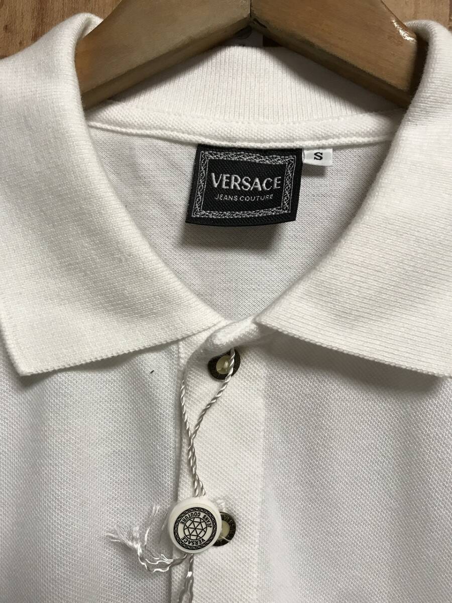  free postage!ITALY made VERSACE bell search! deer. . polo-shirt * white 