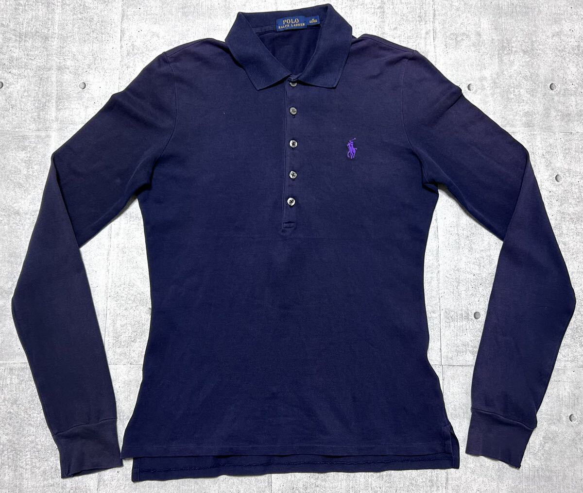 POLO RALPH LAUREN рубашка-поло с длинным рукавом 5. кнопка женский Polo Ralph Lauren темно-синий one отметка вышивка fe-do выцветание .3634