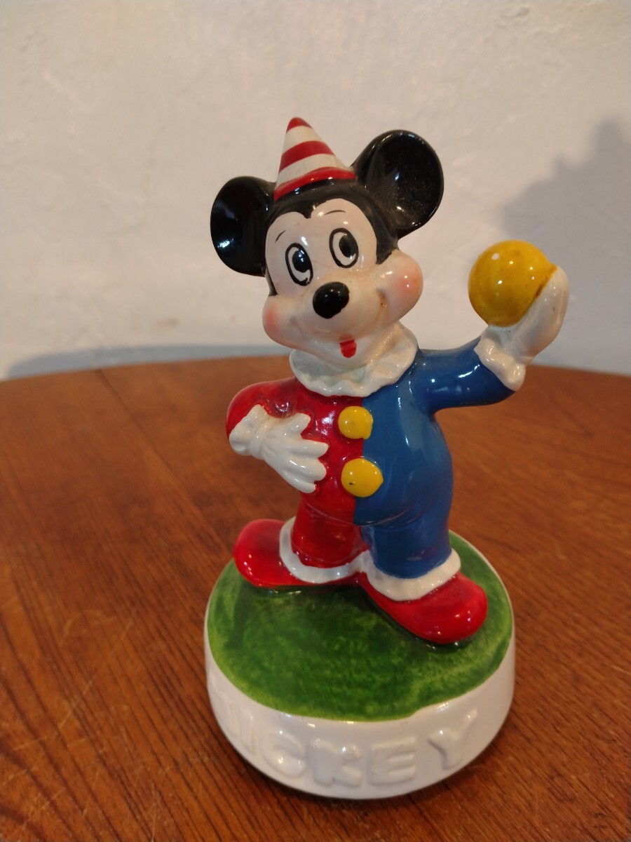 R60403-2 ビンテージ 1980年代 日本製 陶器製 ミッキーマウス オルゴール人形_画像2