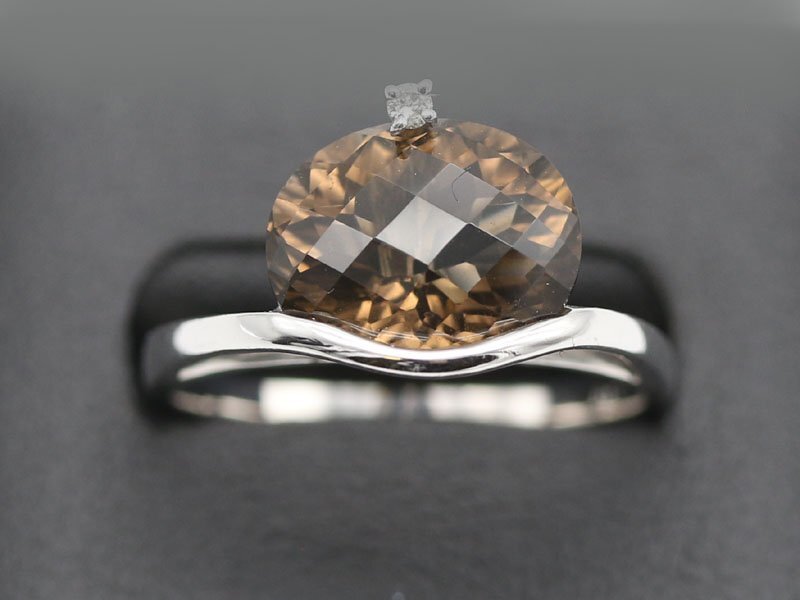 [ white gold K18WG ] ring ring smoky quartz 4.1ct diamond 0.02ct 4.7g 18 number lady's * new arrivals 07687-0