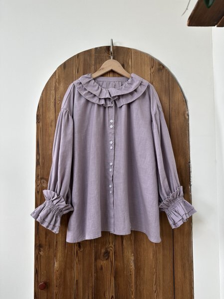 yq240327 tunic soft adult possible love easy dressing up free size natural flax 100%linen purple series 