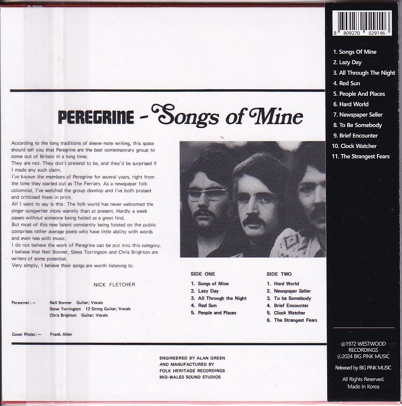 【新品CD】 Peregrine / Songs Of Mine_画像2