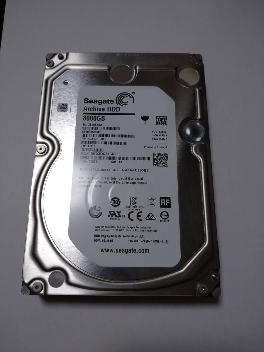 状態良好　3.5インチ8TBハードディスク　シーゲイト ST8000AS0002 [8TB SATA600] _画像1