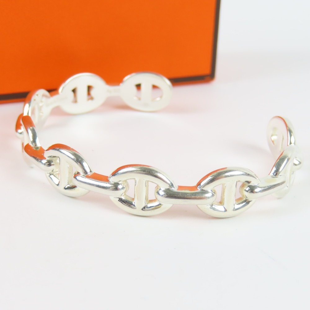 全ての 78610HERMES エルメス メンズ シルバー シルバー925 ブレスレット レディース バングル 21.7g シェーヌダンクル 新品同様美品 ブレスレット、バングル