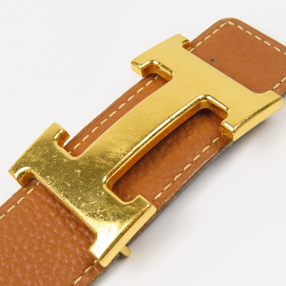 40773★1円スタート★HERMES エルメス 美品 コンスタンス リバーシブル H金具 G金具 ベルト トリヨンクレマンス/ボックスカーフ □K刻印の画像3