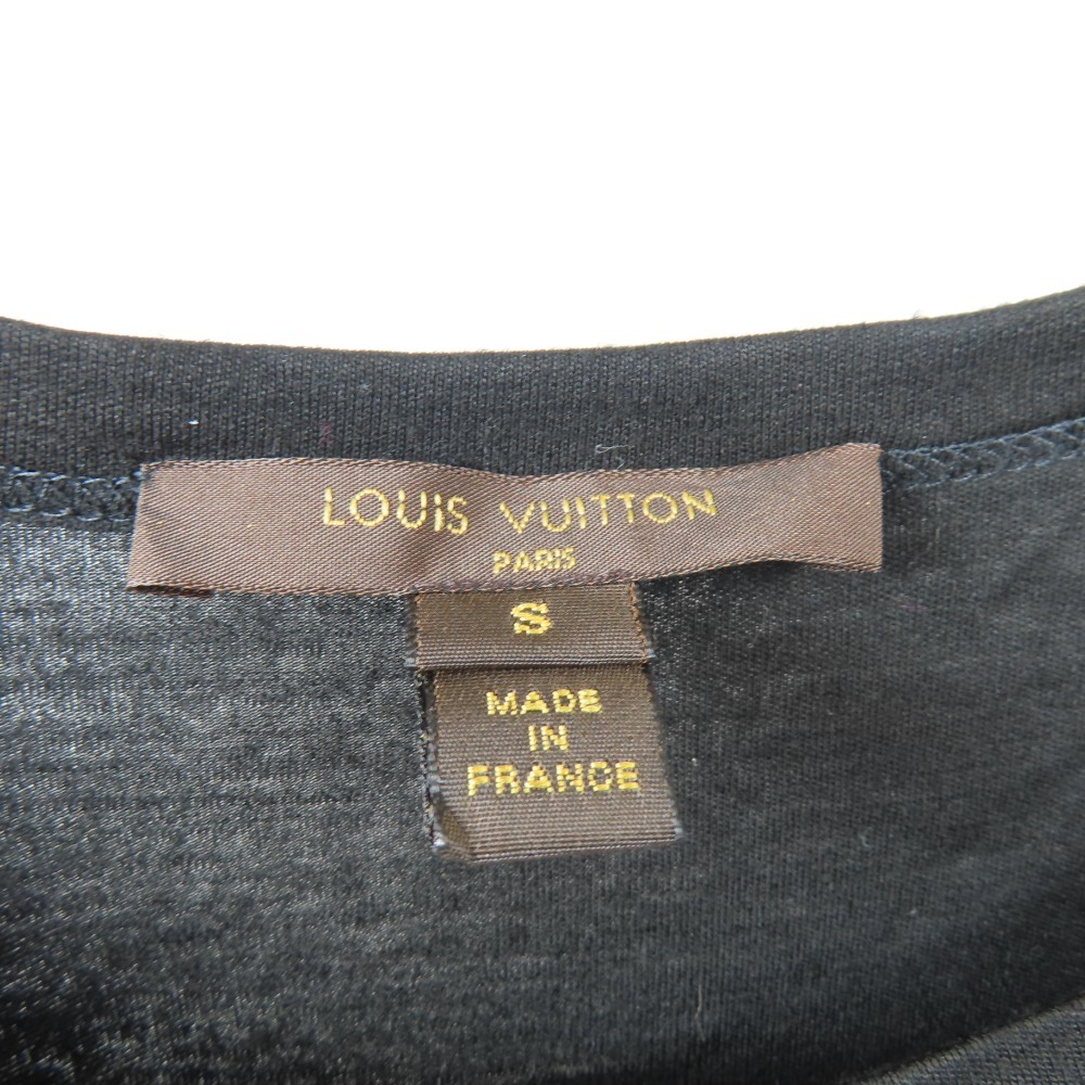 40972★1円スタート★LOUIS VUITTON ルイヴィトン 極美品 ロンT シースルー モノグラム柄 S 長袖シャツ シルク レーヨン ブラック_画像4