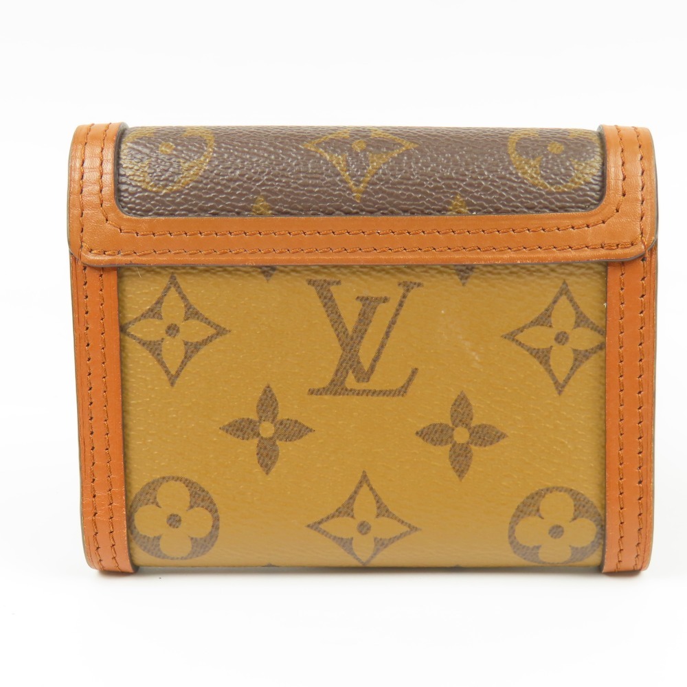 41131★1円スタート★LOUIS VUITTON ルイヴィトン 新品同様美品 ドーフィーヌ LV金具 モノグラムリバース 三つ折り財布 PVC ブラウンの画像2