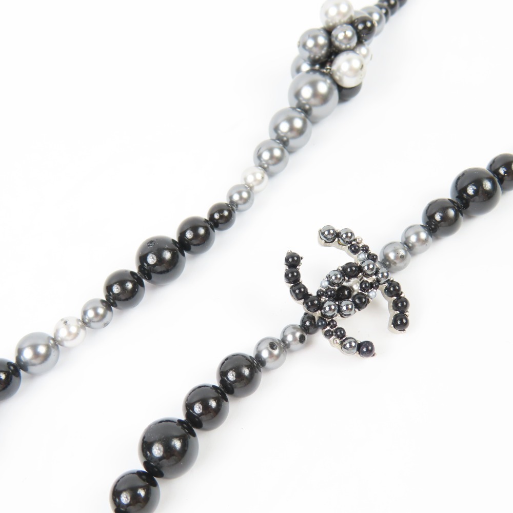 41183*1 jpy start *CHANEL Chanel ultimate beautiful goods long necklace pearl style here Mark accessory necklace fake pearl black 