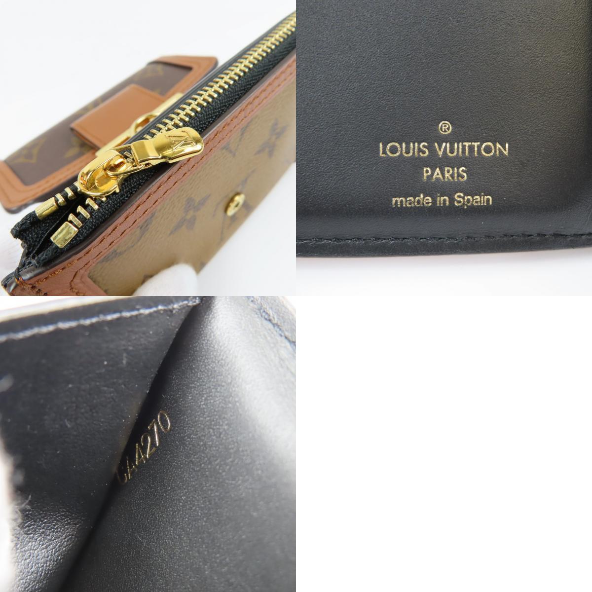 41131★1円スタート★LOUIS VUITTON ルイヴィトン 新品同様美品 ドーフィーヌ LV金具 モノグラムリバース 三つ折り財布 PVC ブラウンの画像10