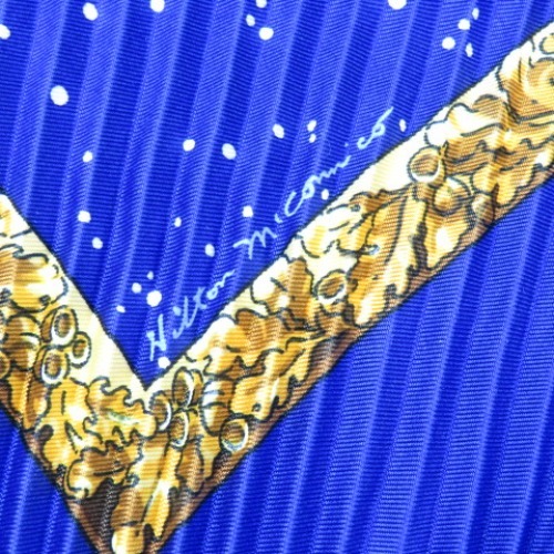 77646HERMES エルメス 新品同様美品 カレプリセ プリーツスカーフ Souvenirs de Paris パリの思い出 スカーフ シルク ブルーの画像4