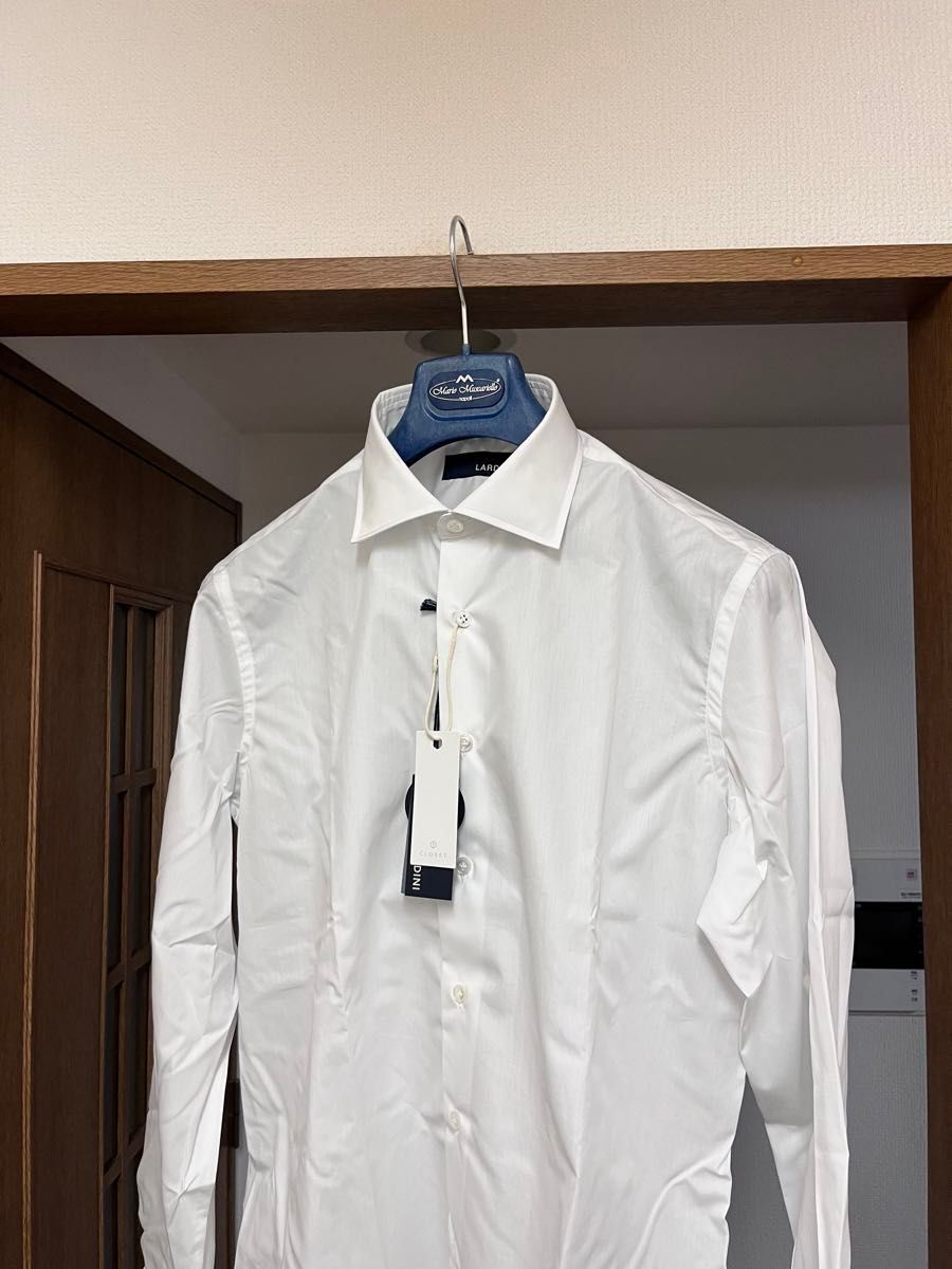 【 LARDINI ラルディーニ 】ドレスシャツ 高番手 ポプリン ブロード ホワイト イタリア製 ビジネスシャツ 高級シャツ