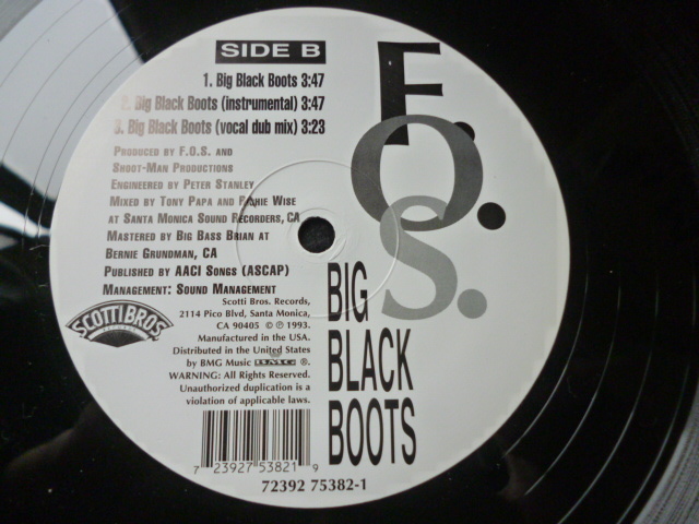 F.O.S. / Big Black Boots 試聴可　オリジナル盤 激アツFUNKY HIPHOP 12 _画像2