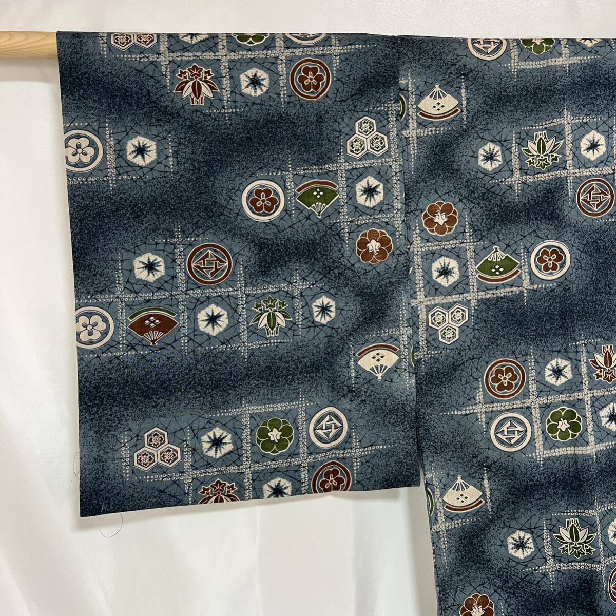 [wellriver] for man long kimono-like garment kimono single . peace pattern wool silk length 135.5cm Japanese clothes Japanese clothes #B476!