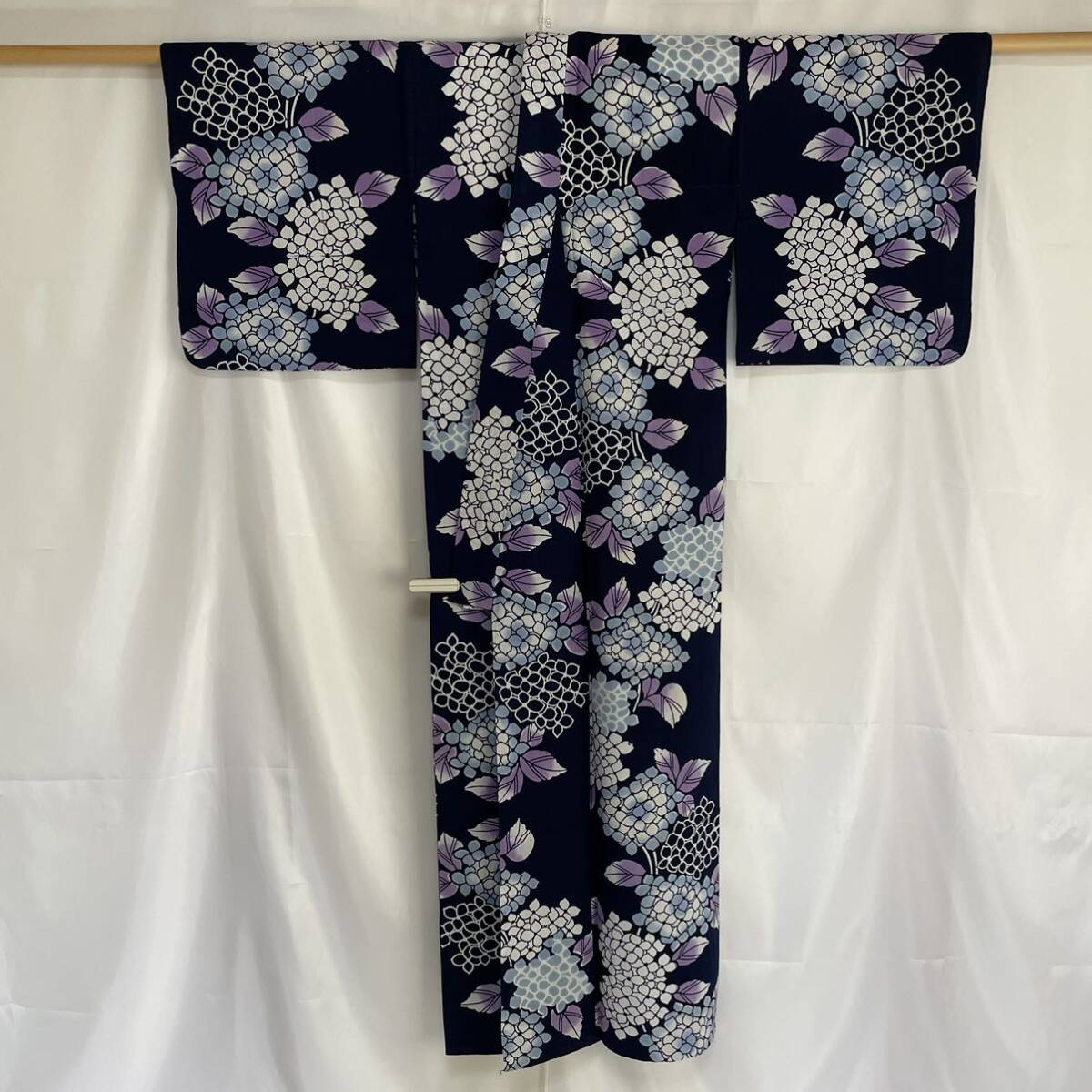 【Wellriver】 浴衣 紫陽花 型染め 木綿 和装 和服 #C799.の画像4