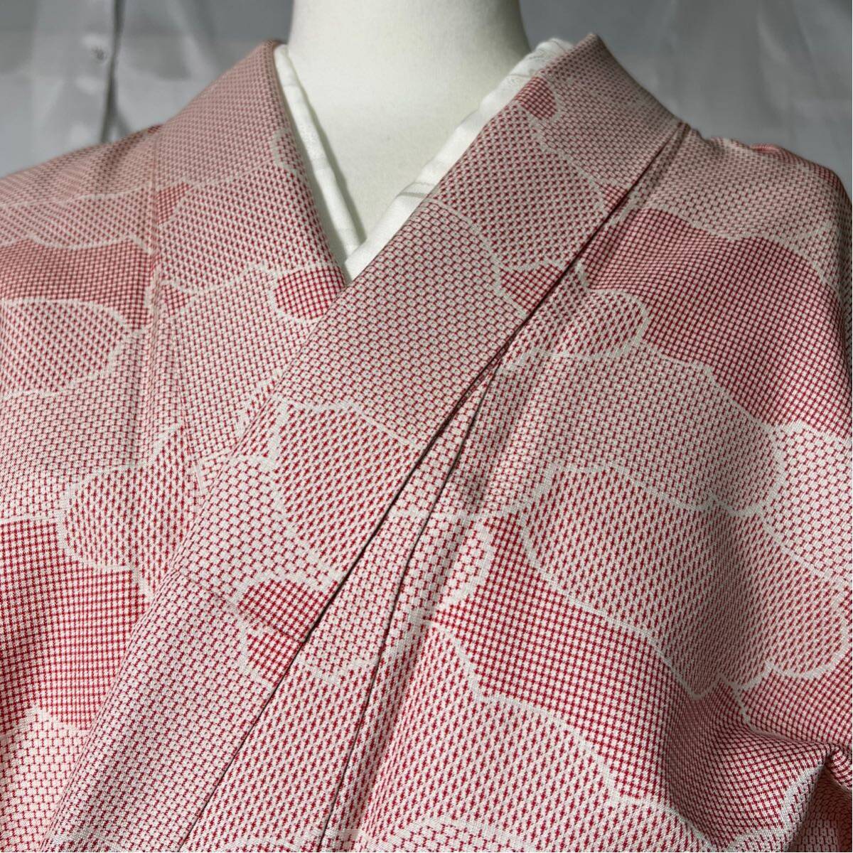 【wellriver】 大島紬 夏用 着物 正絹 単衣 小紋 雲柄 可愛い 身丈160cm 和服 和装 #B540！の画像2