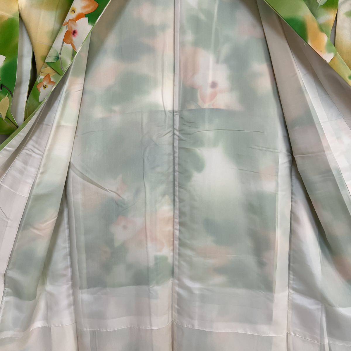 【wellriver】 セミアンティーク 着物 正絹 百合柄 可愛い 花柄 リメイク 材料 和装 和服 #B300！の画像8