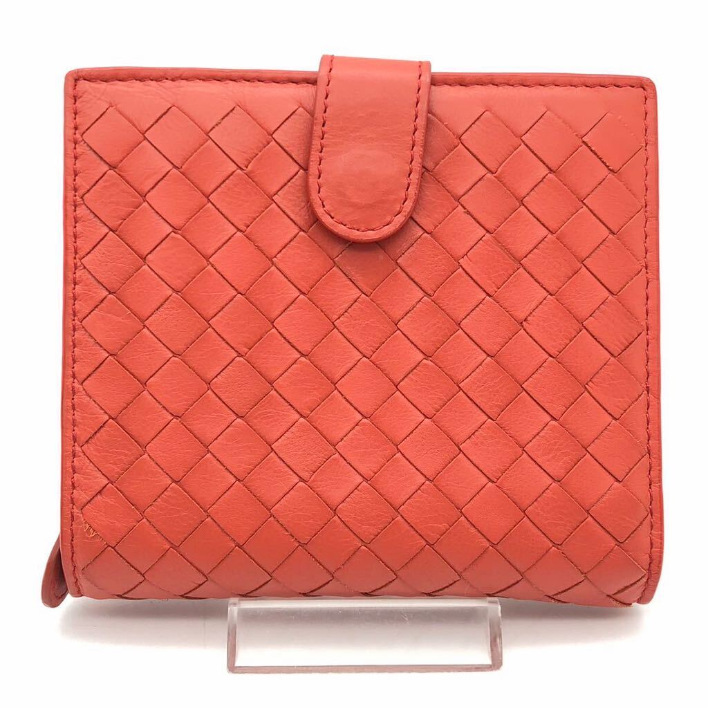 BOTTEGA VENETA ボッテガヴェネタ イントレチャート 二つ折り 財布 ウォレット レザー オレンジ系 箱の画像2