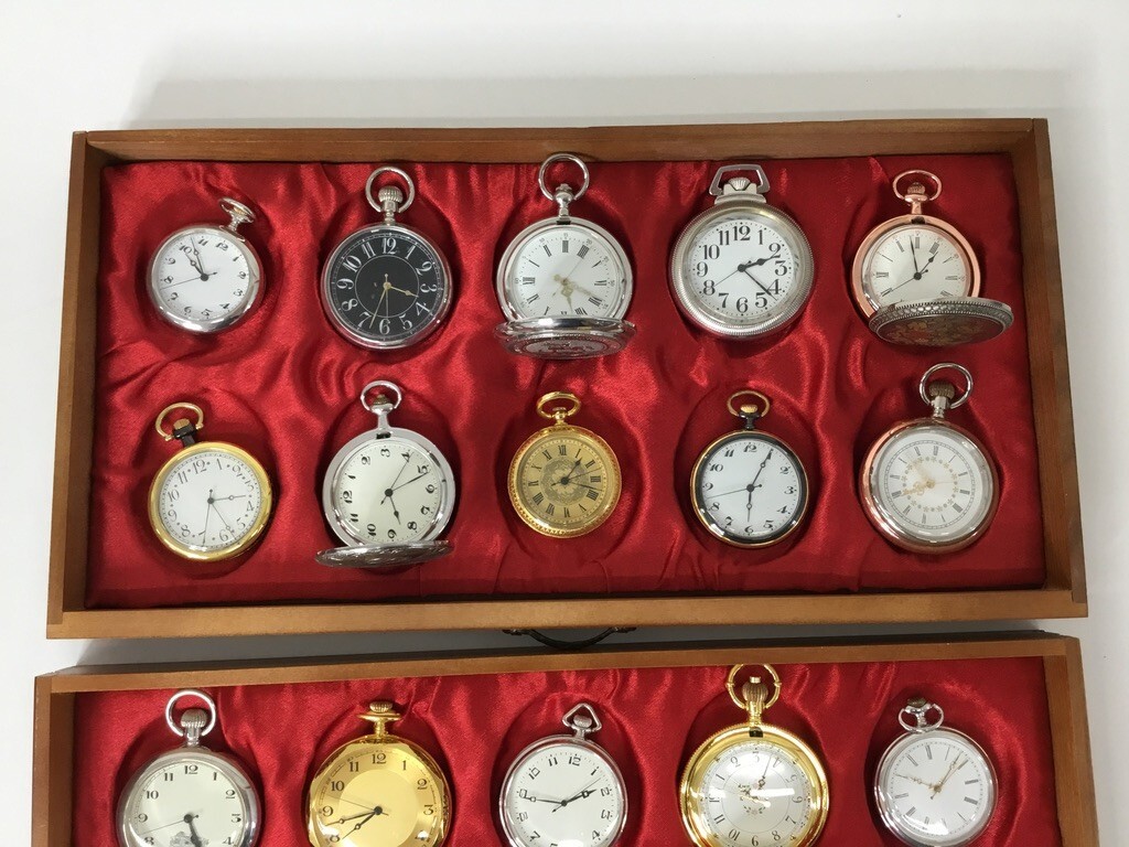 ●IS004-100 ④ Hachette / アシェット 蘇る古の時計 懐中時計コレクション 不動 懐中時計30個 専用ケース 三段 木箱 クオーツ QZの画像6
